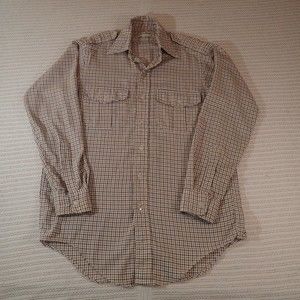 Vintage L.L. Bean Men's Button-Down Long Sleeve Shirt Blue and Orange Stripes